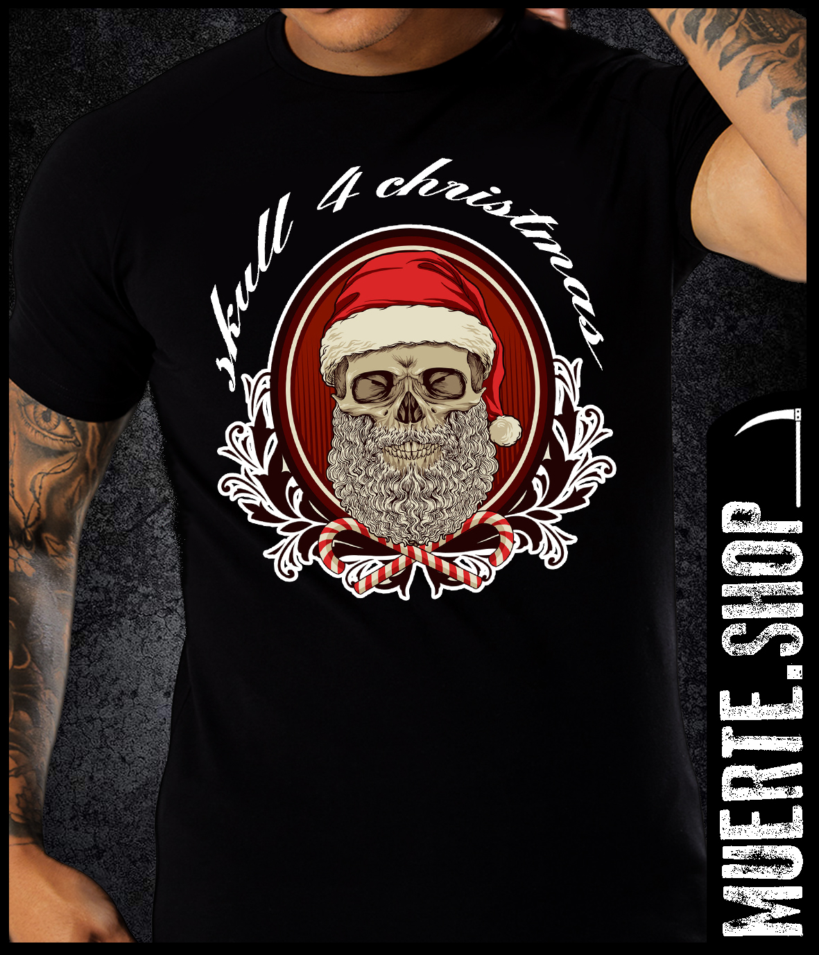 Черна тениска SKULL 4 CHRISTMAS